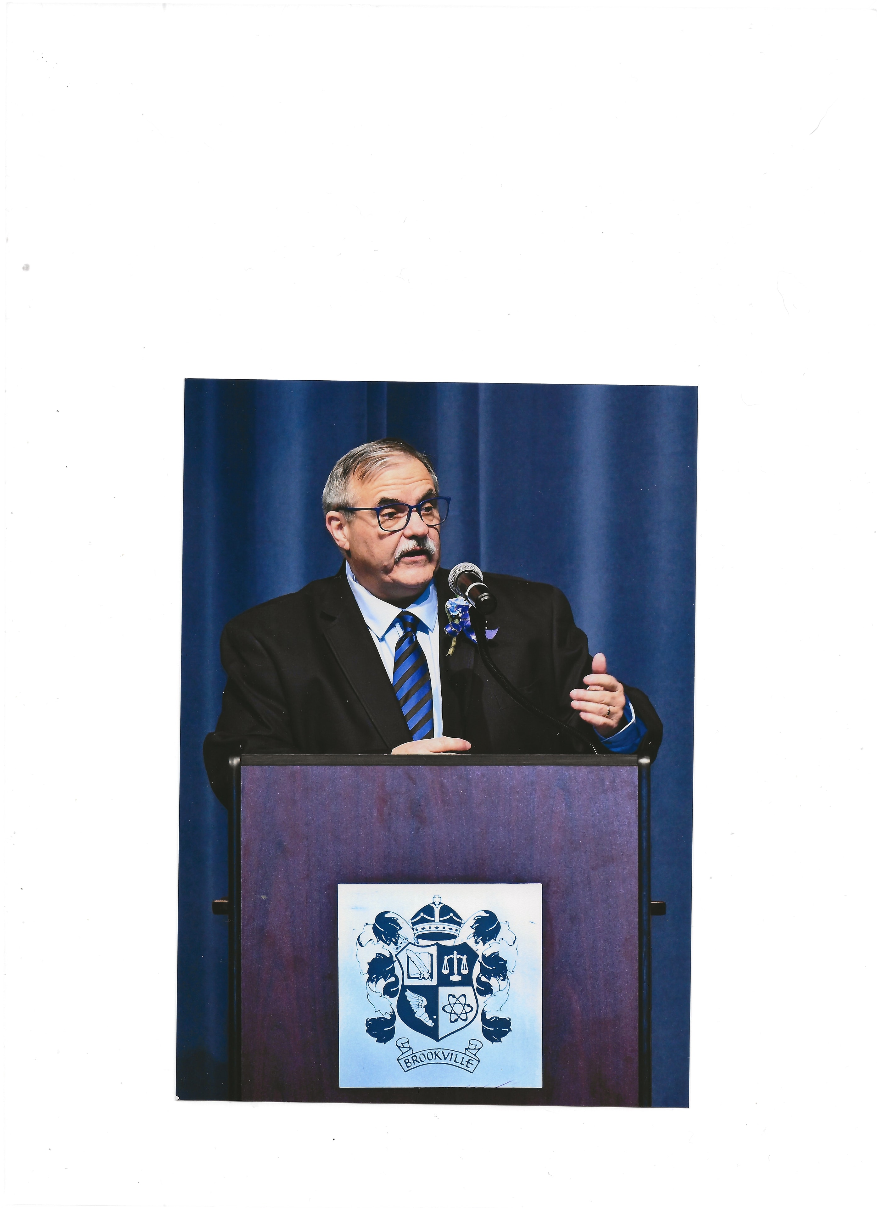 Bill Idle delivering his acceptance speech at the Brookville High School Athletic Hall of Fame induction ceremony, 2024.