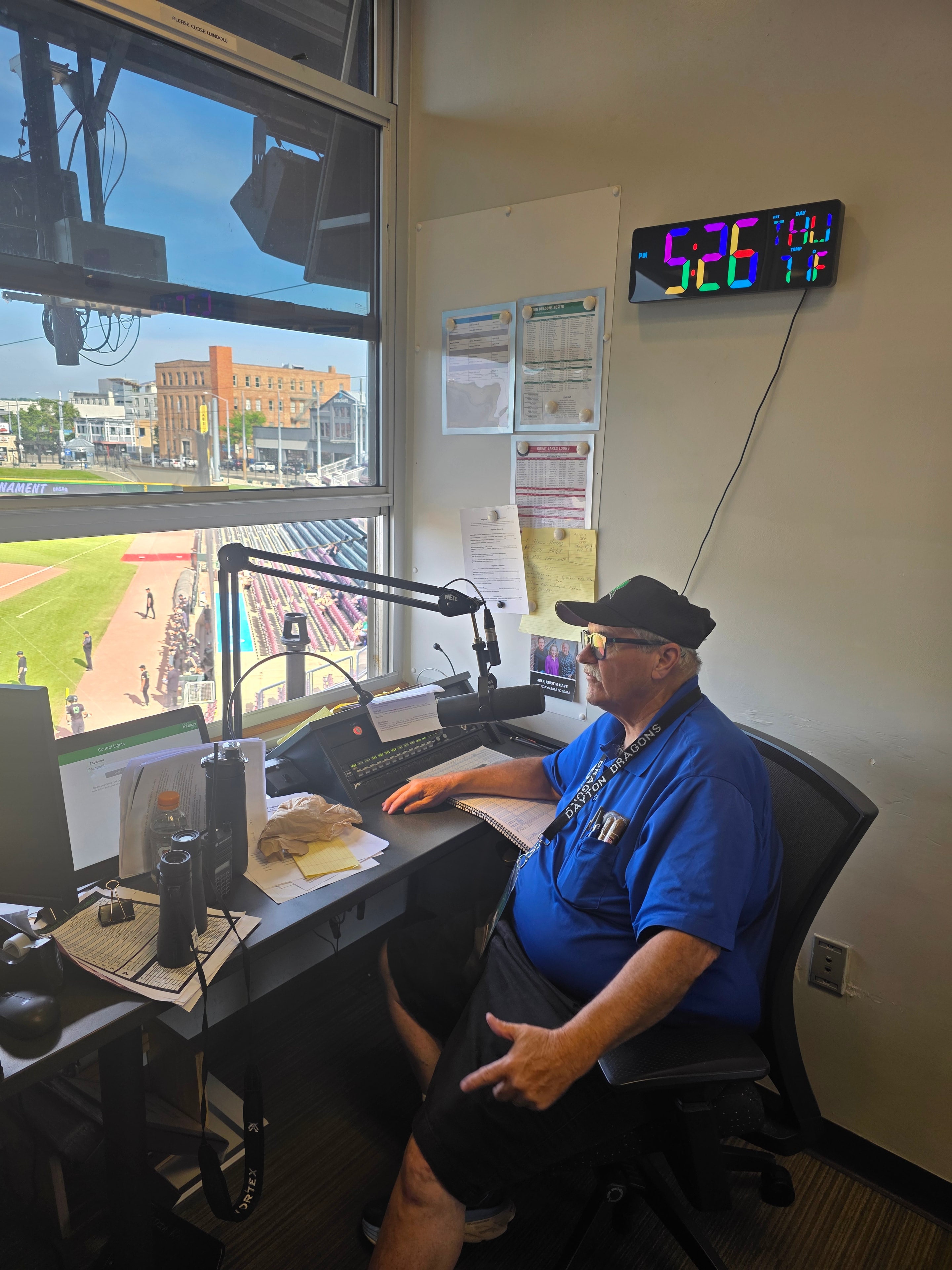Bill Idle on the PA at Day-Air Ballpark in Dayton during the OHSAA Regional Baseball Tournament.