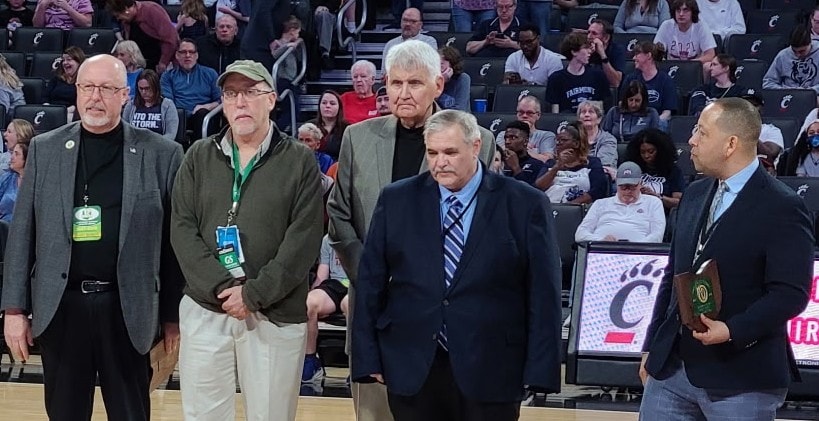 2022 OHSAA Media Award recipients recognized at the state basketball tournament — Fifth Third Arena, Cincinnati.