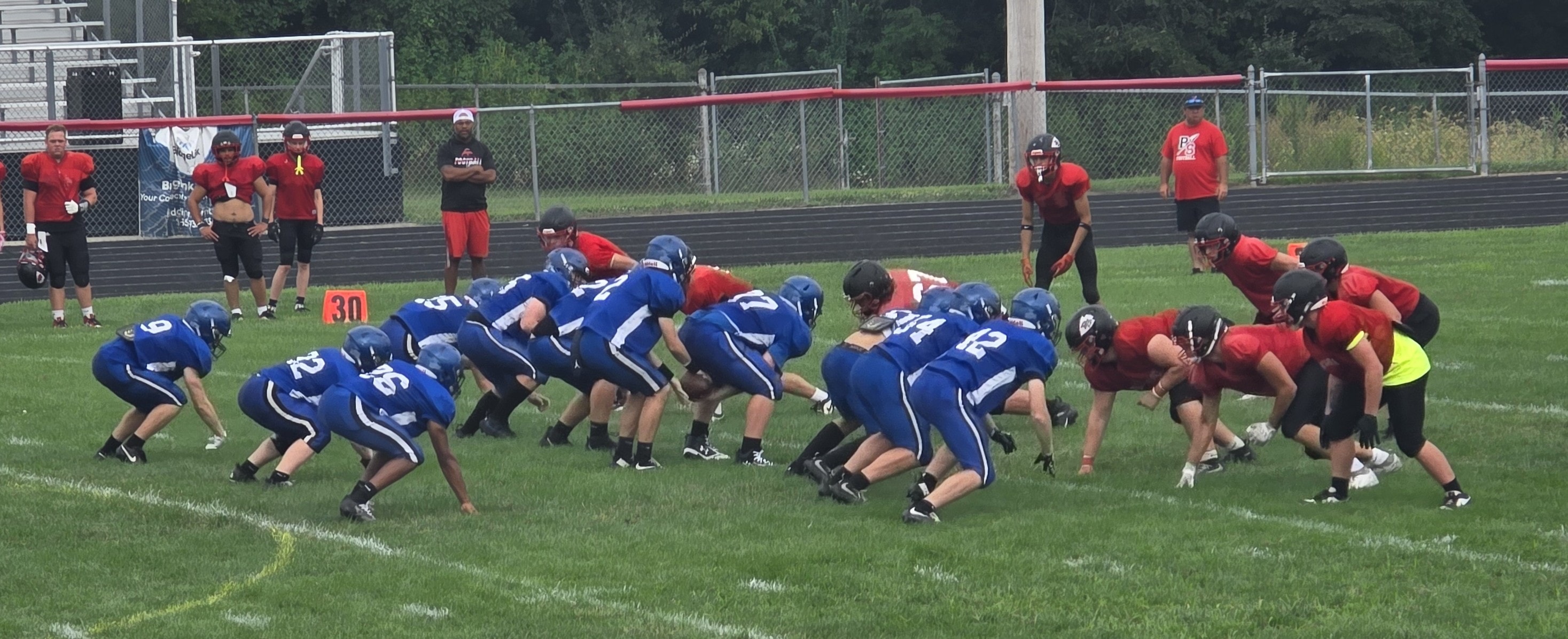 Brookville vs Preble Shawnee scrimmage — line of scrimmage