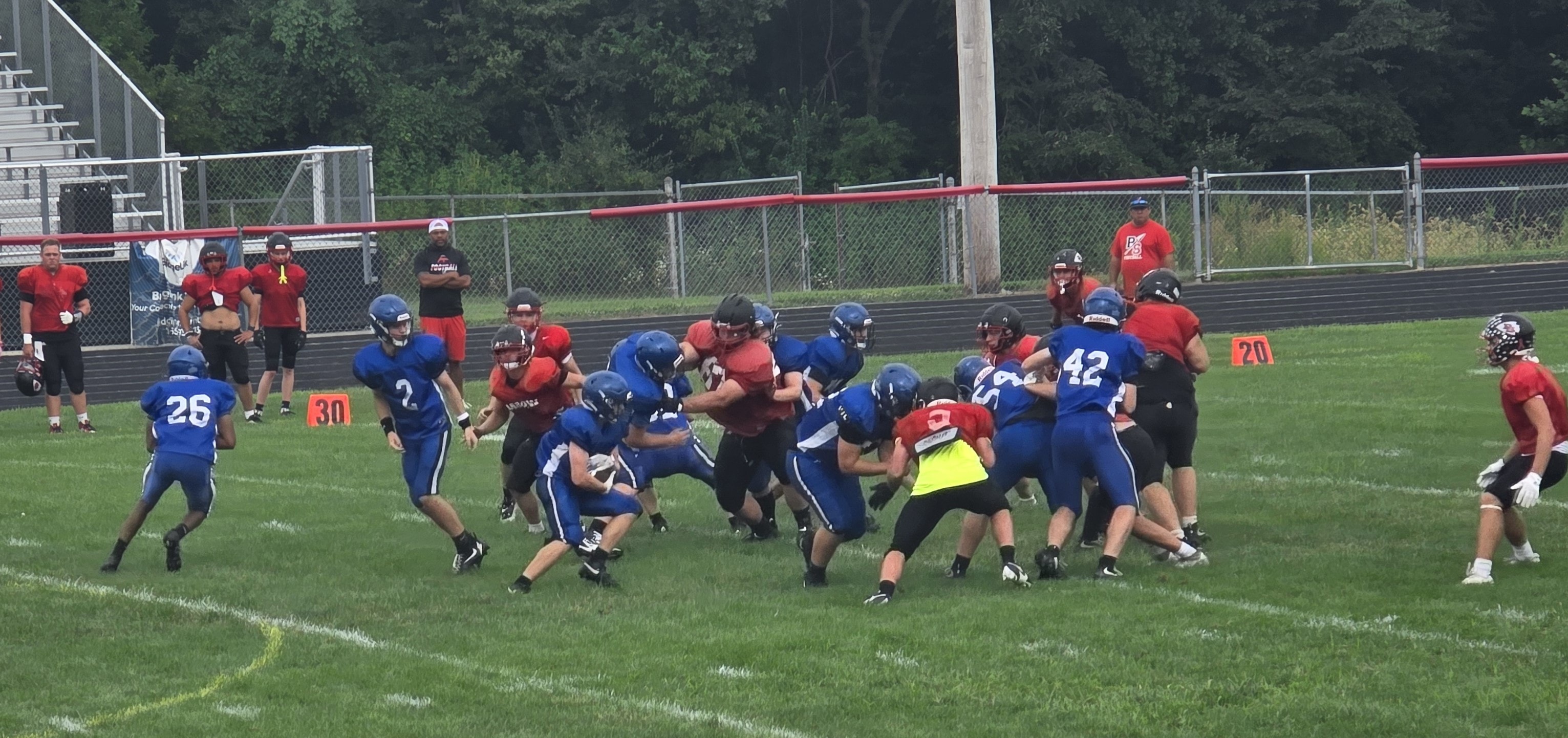 Brookville vs Preble Shawnee scrimmage — running play